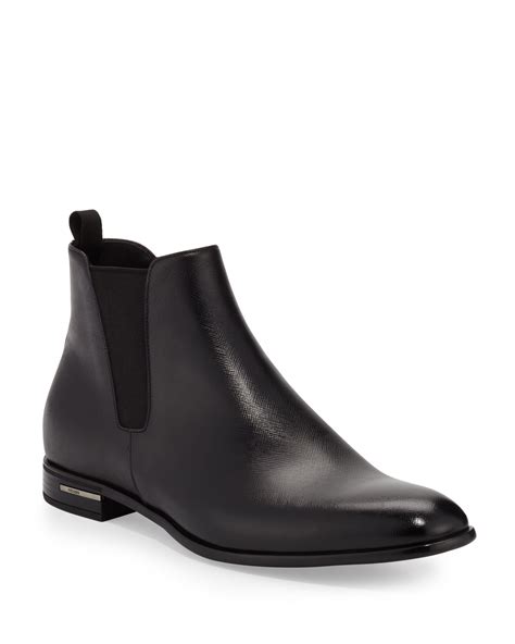 prada saffiano leather chelsea boots black men's 10.5d buy|Prada Saffiano Leather Leather Chelsea Boots .